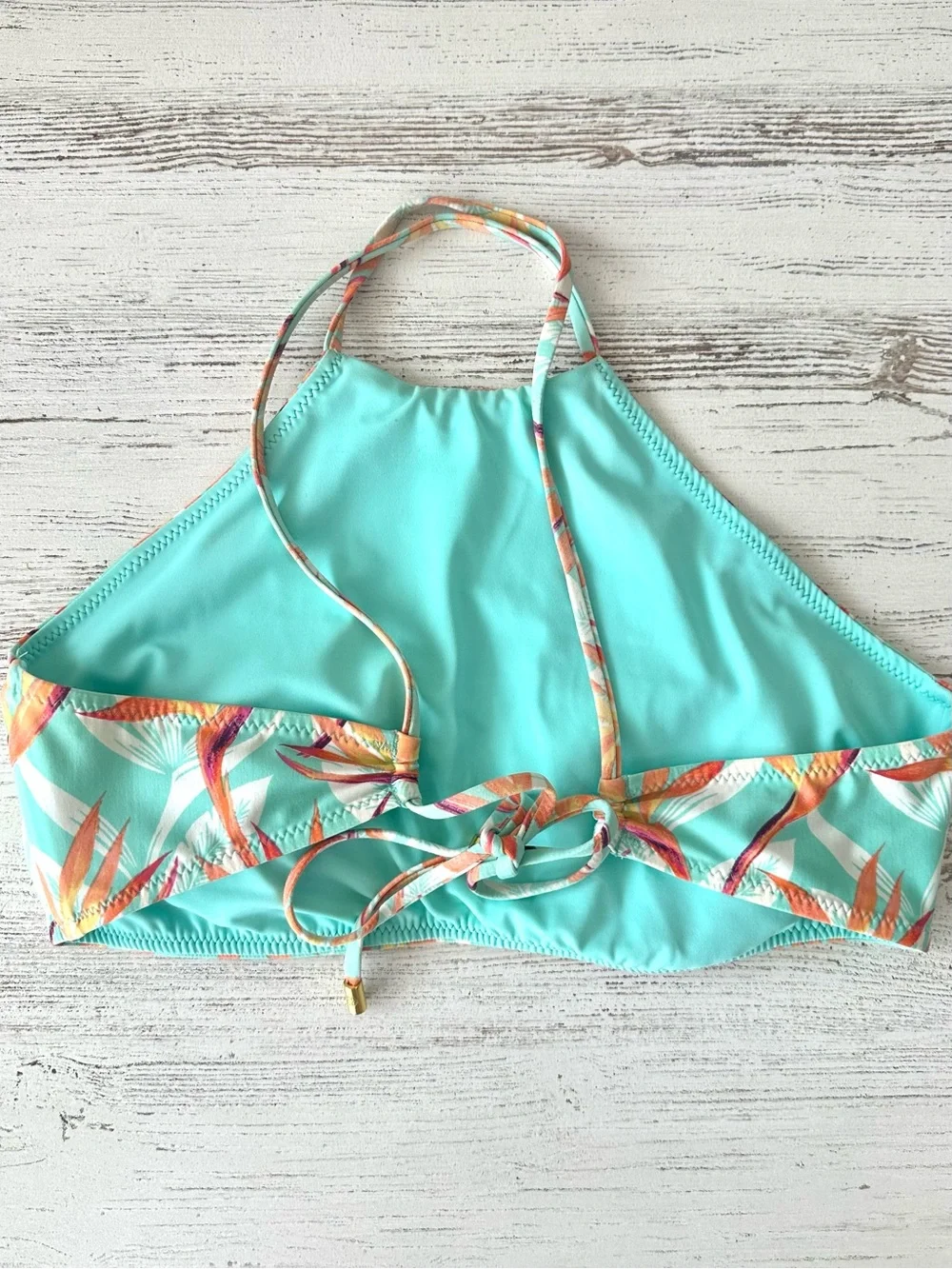 HELEN JON High Neck Halter String Bikini Set L Tropical Botanical